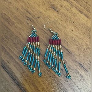 Colorful Beaded Fringe Earrings